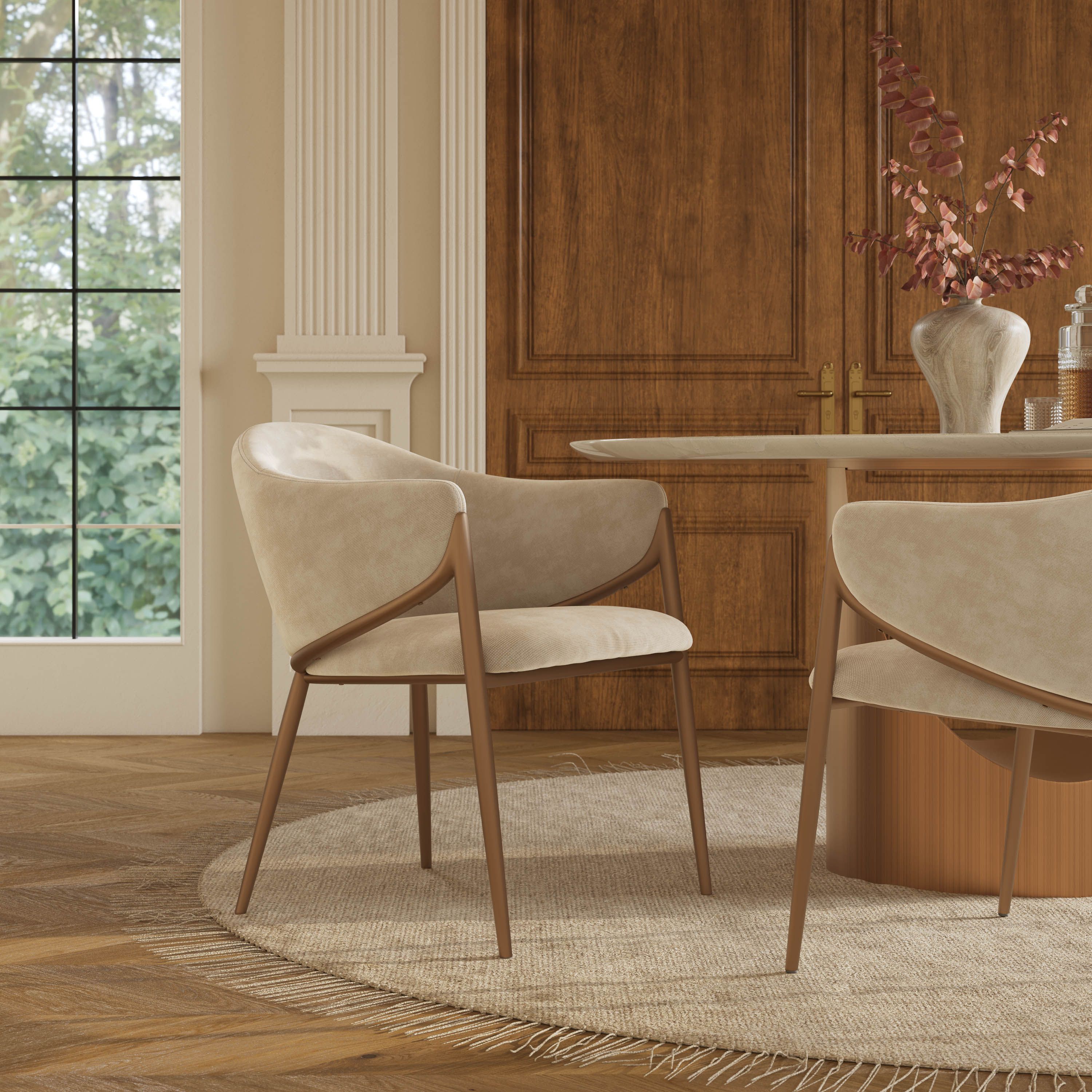 Mid Century Modern Walnut Color Engineered Wood Dining Room Set