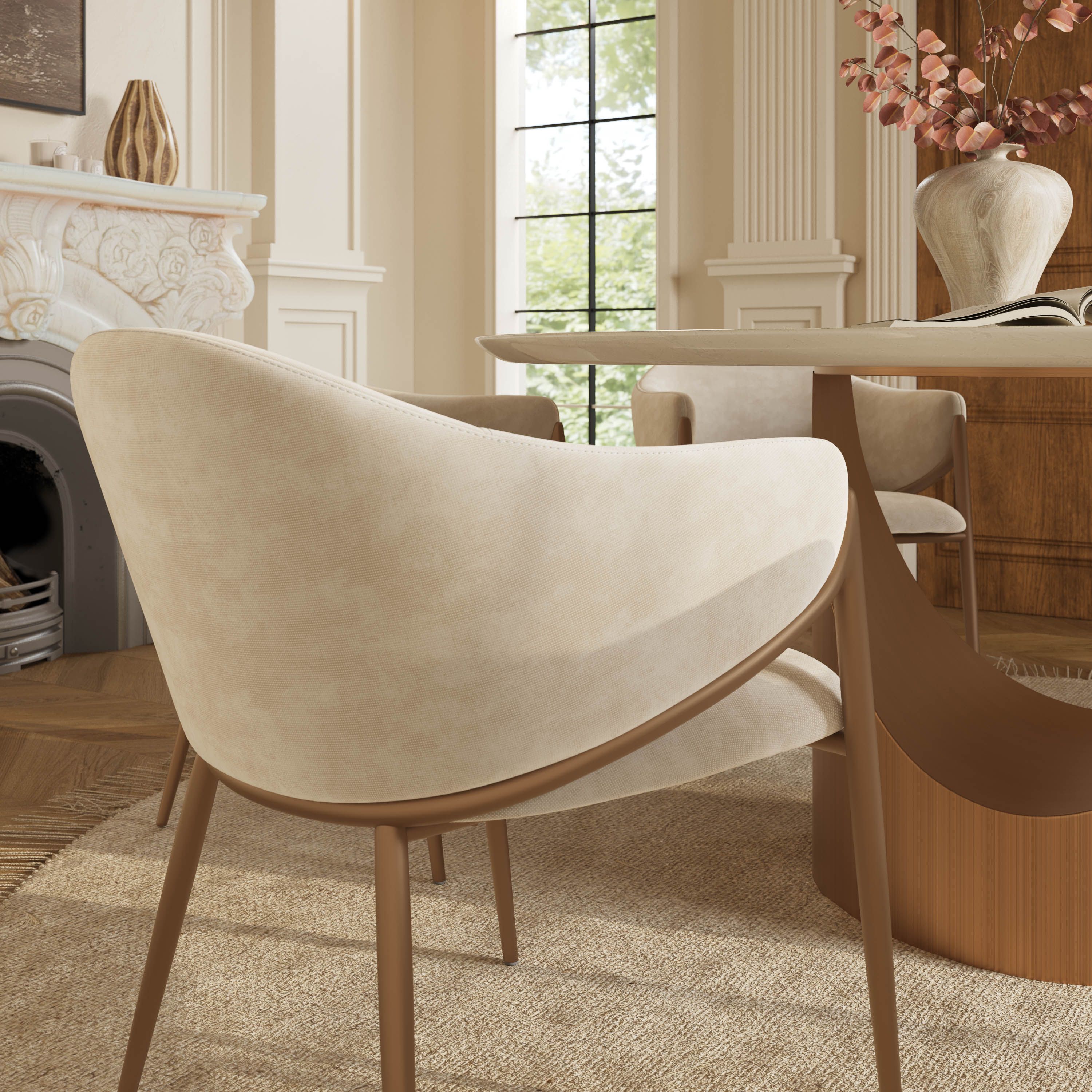 Seats 6 Walnut Color Engineered Wood Dining Room Set