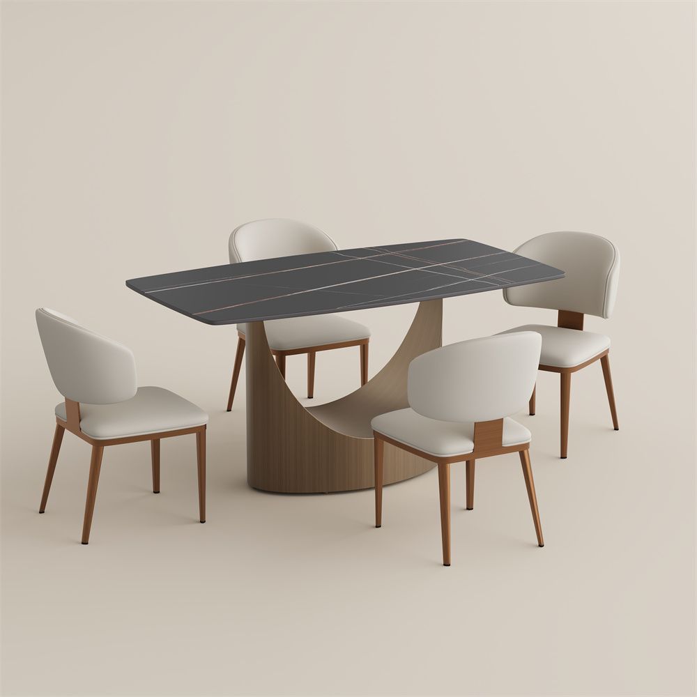 Hobart Matte Black Sintered Stone Dining Room Set