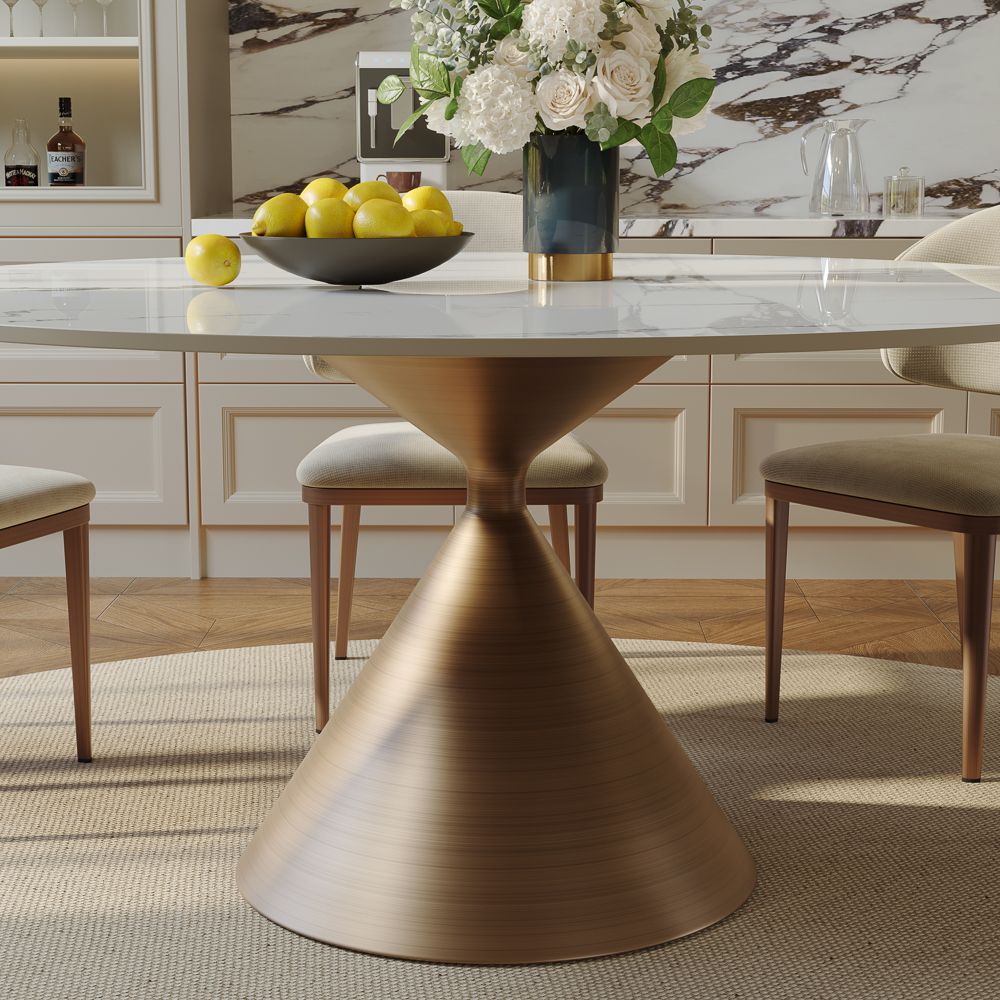 Glossy Sintered Stone White Glossy Sintered Stone Dining Room Set
