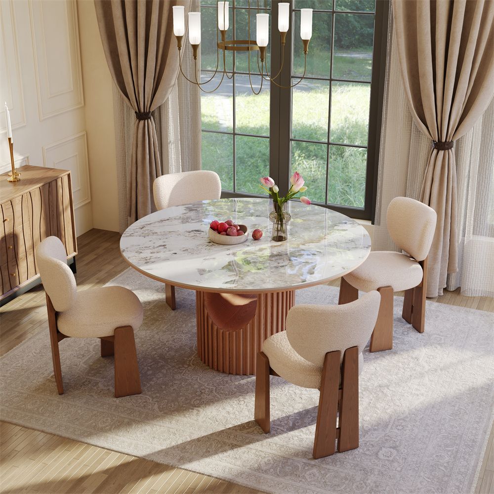 for 6 Pandora Glossy Sintered Stone Dining Room Set