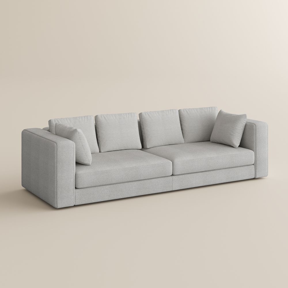 Light Gray Cotton Linen 4 Seater Sofas