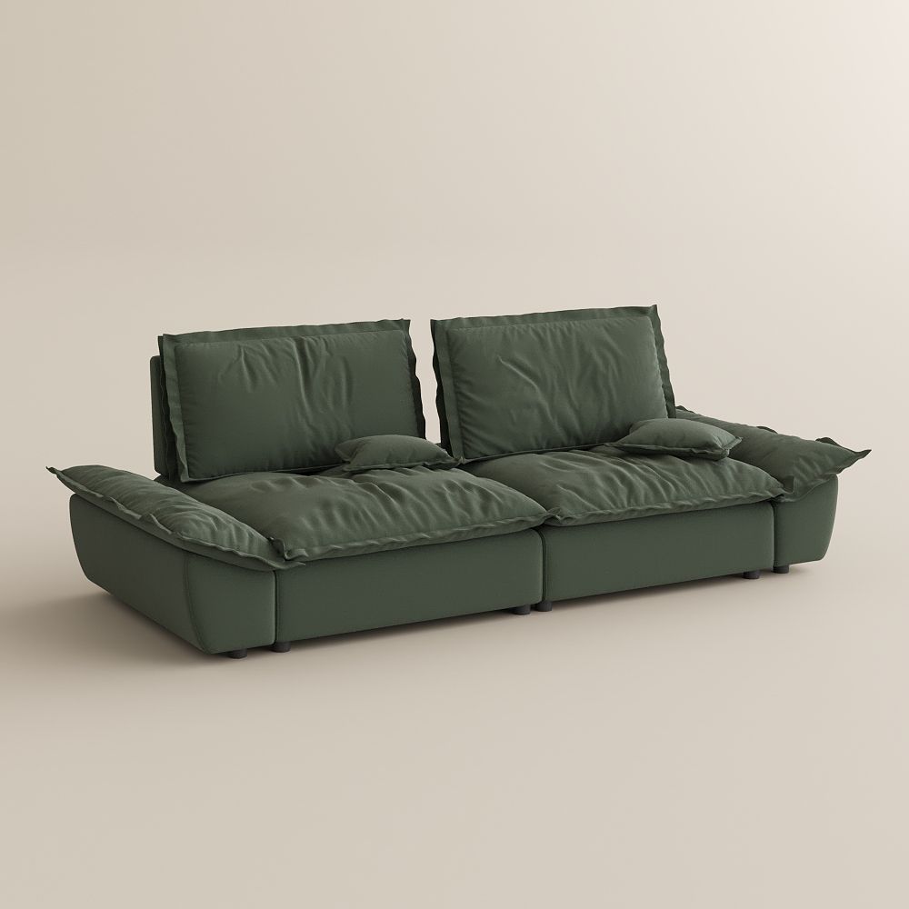 Partly Assemble Green Suede Fabric Modular Sofas