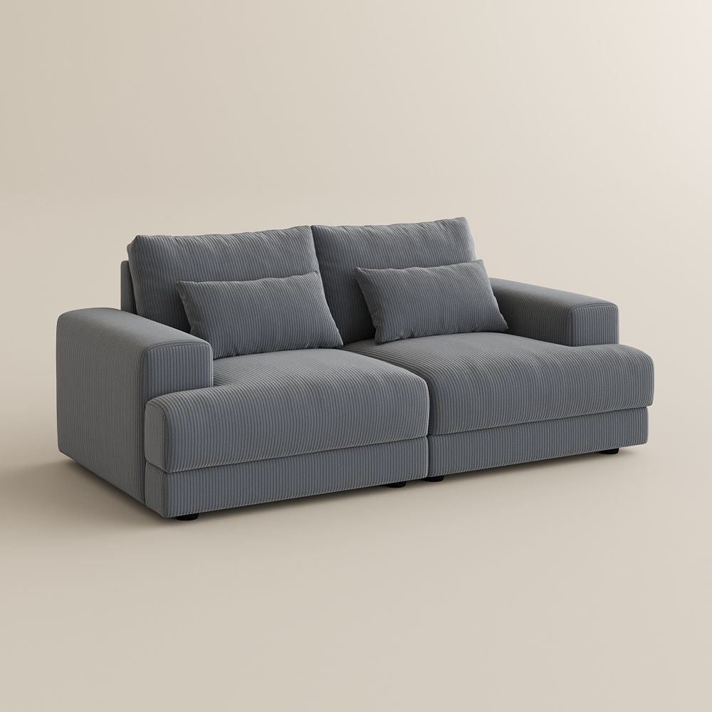 3-4 Seater Gray Corduroy Modular Sofas