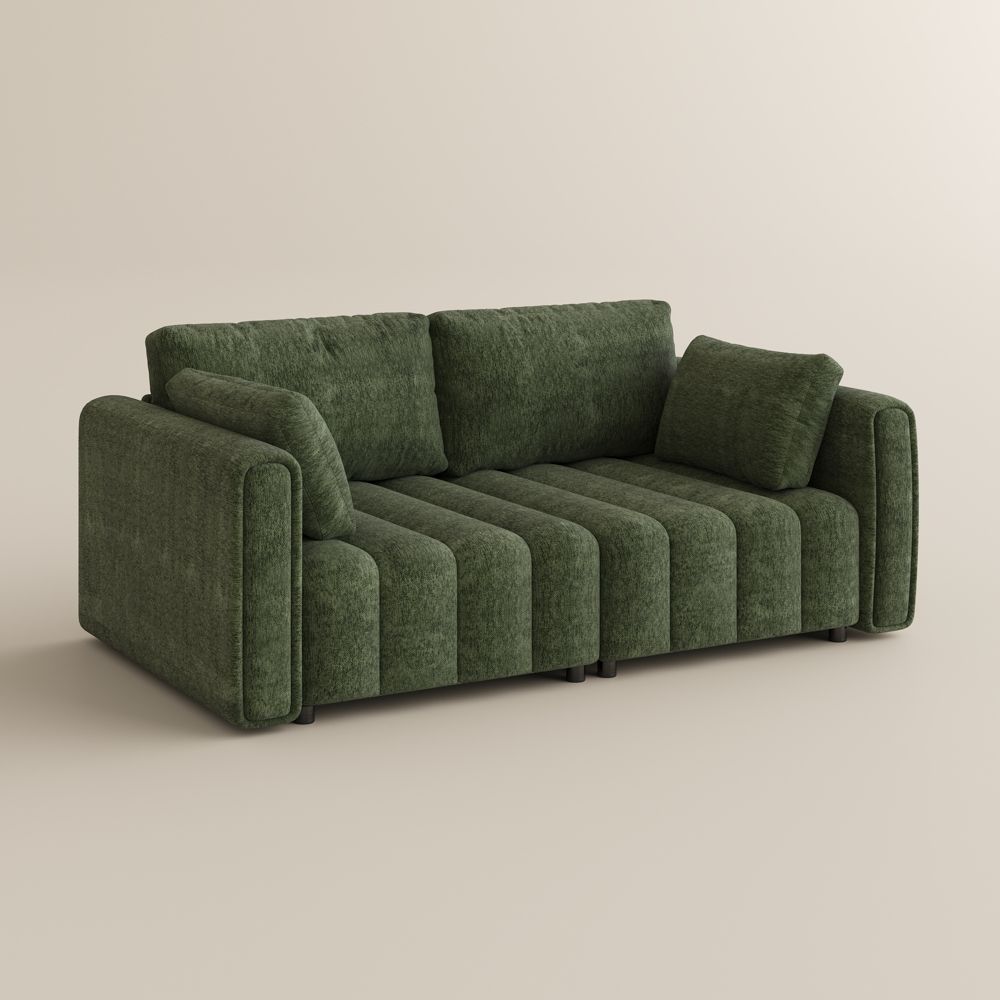 Apartment Green Chenille 3 Seater Sofas
