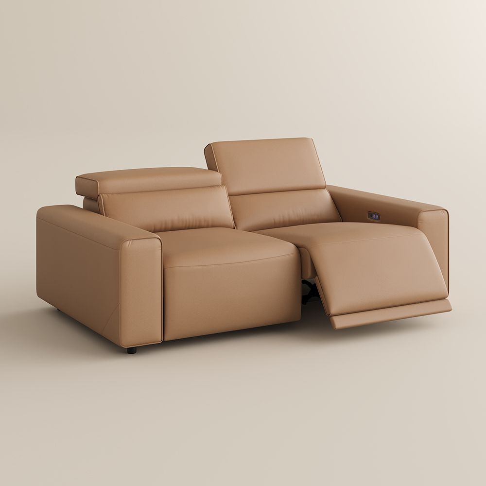 3 Seaters Khaki Eco-friendly Microfiber Leather Power Reclining Sofas