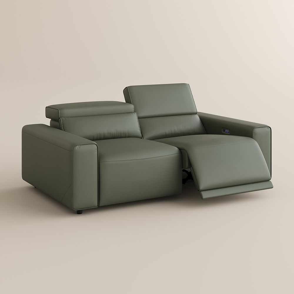 Memory Foam Dark Green Eco-friendly Microfiber Leather Power Reclining Sofas