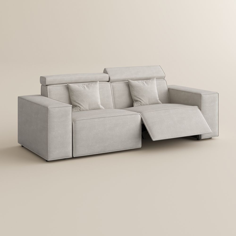 Power Outlet Beige Fabric Smart Furniture