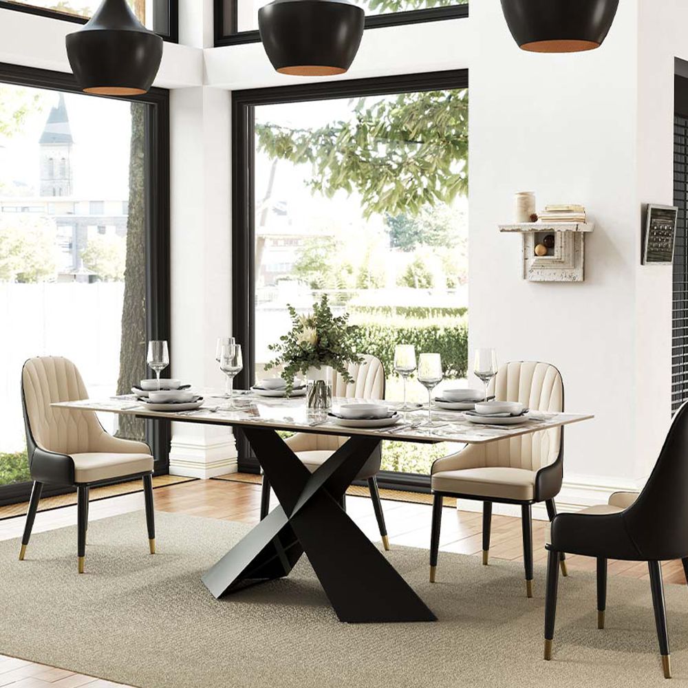 Black Pandora Glossy Sintered Stone Dining Tables