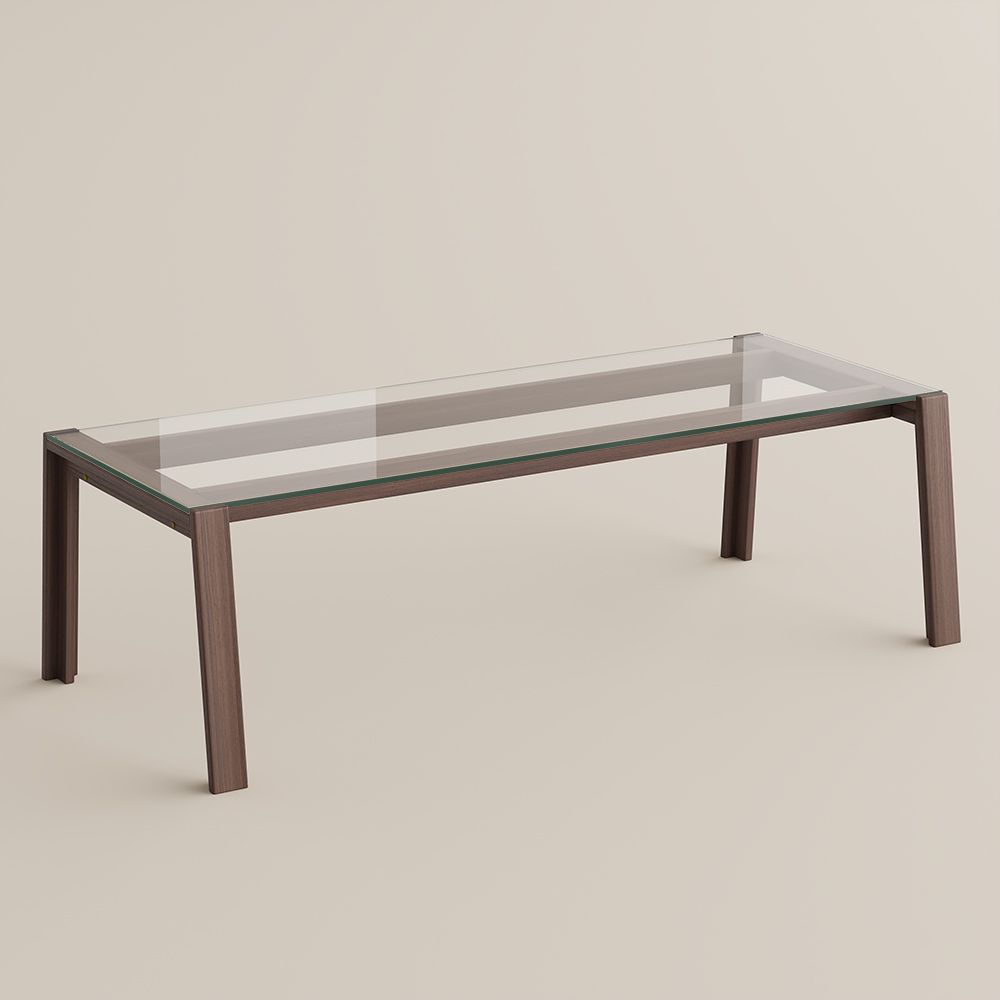 for 8 Transparent & Walnut Glass Dining Tables
