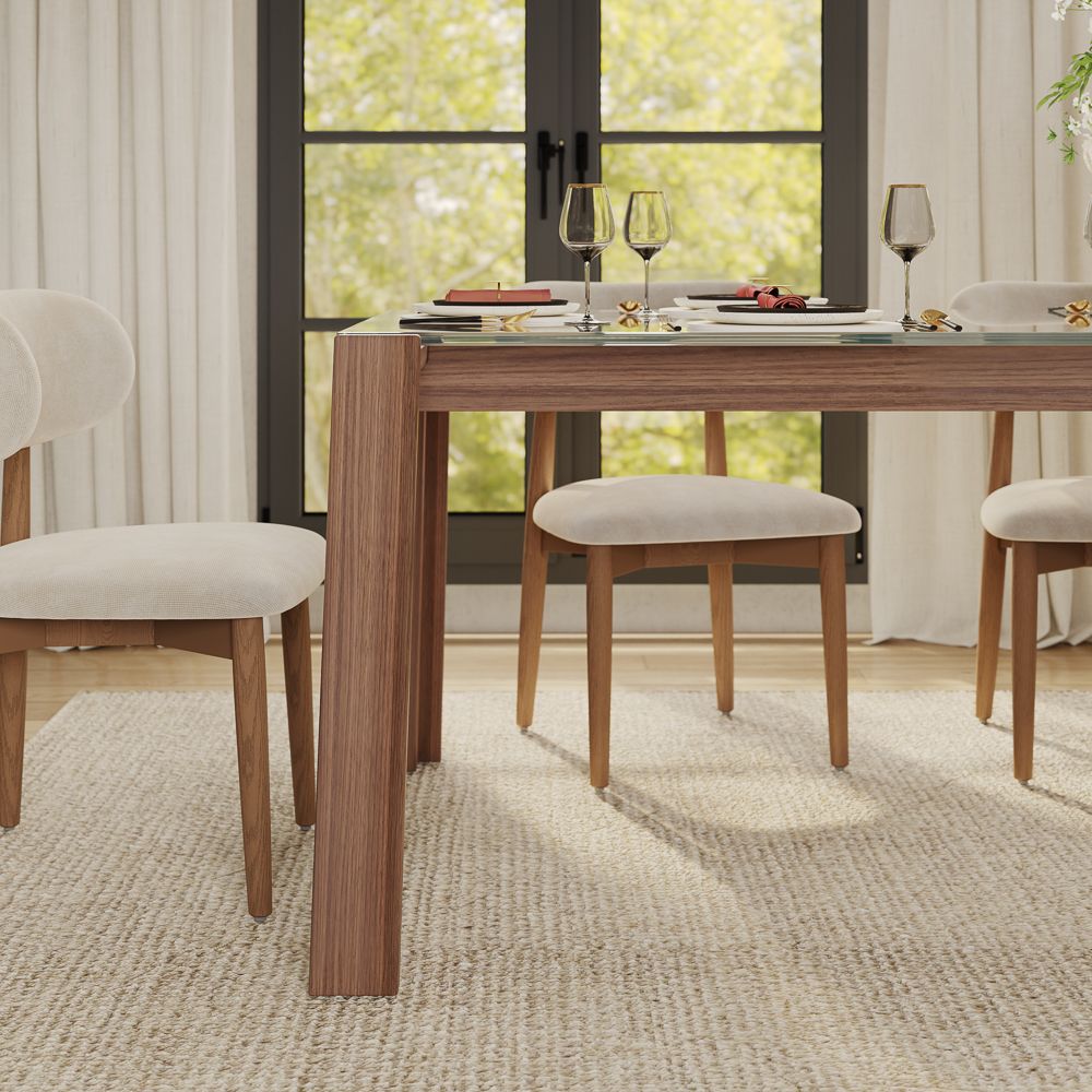 for 8 Transparent & Walnut Glass Dining Tables