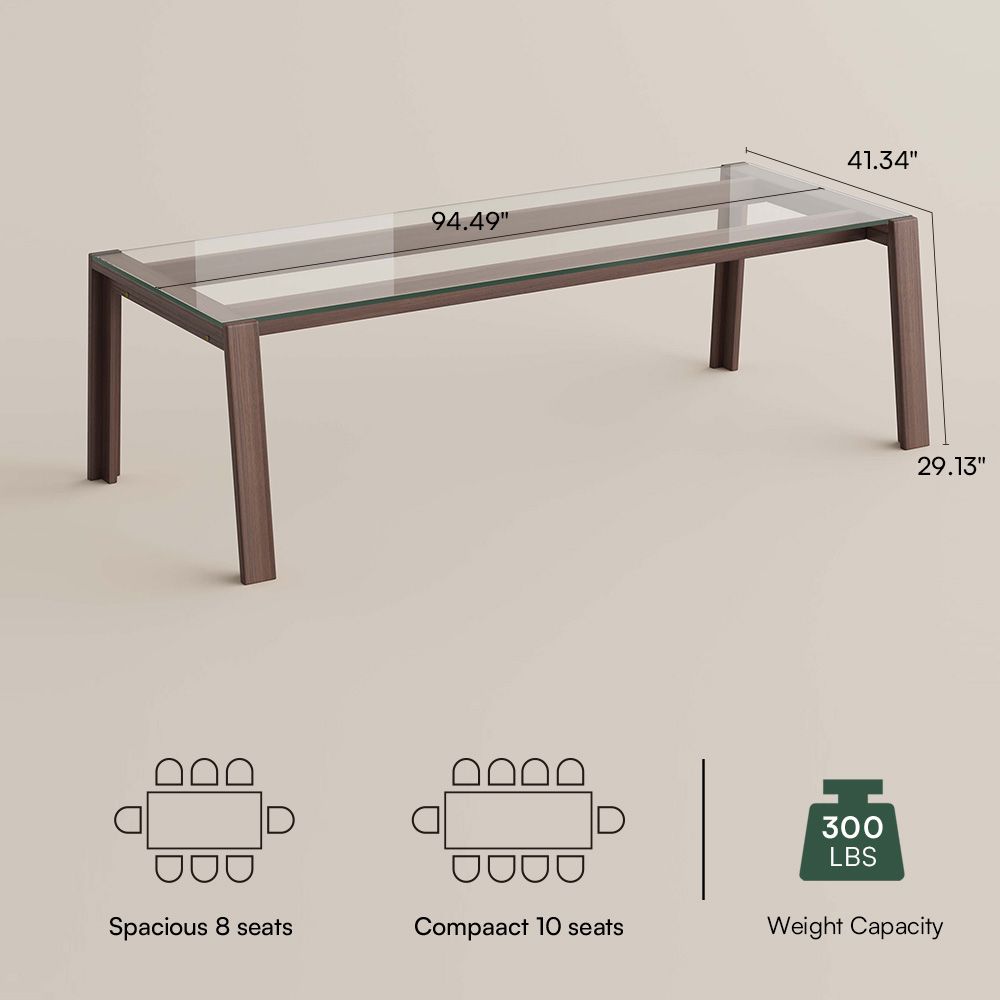 Clear Transparent & Walnut Glass Dining Tables