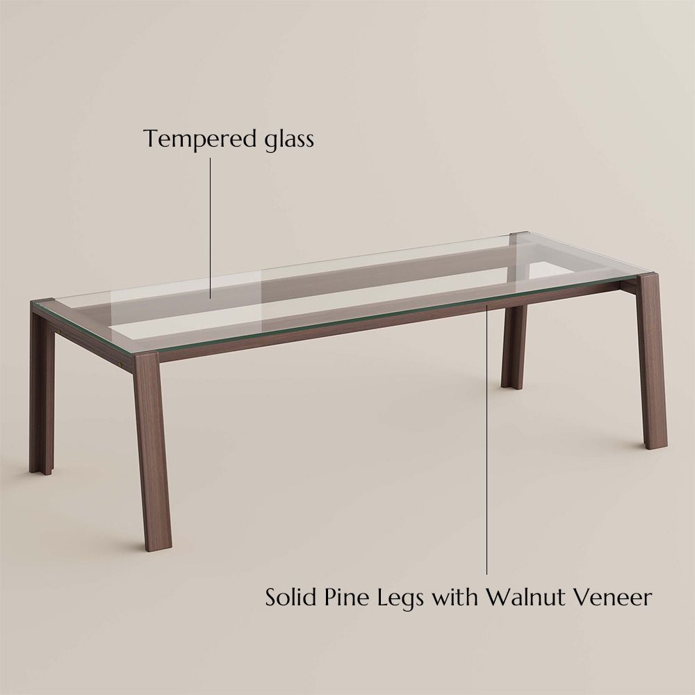 Solid Wood Transparent & Walnut Glass Dining Tables