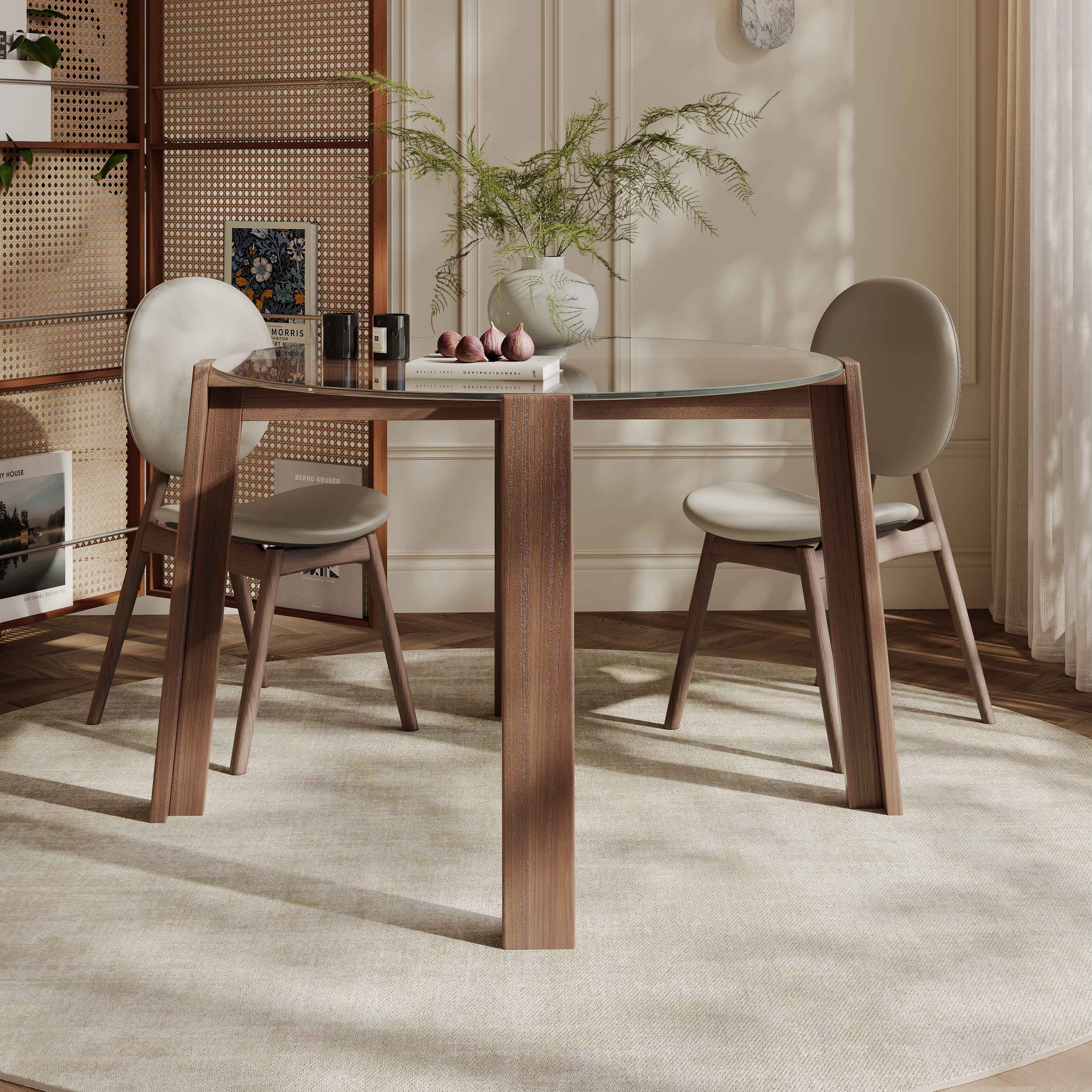 for 4 Transparent & Walnut Wood & Glass Dining Tables
