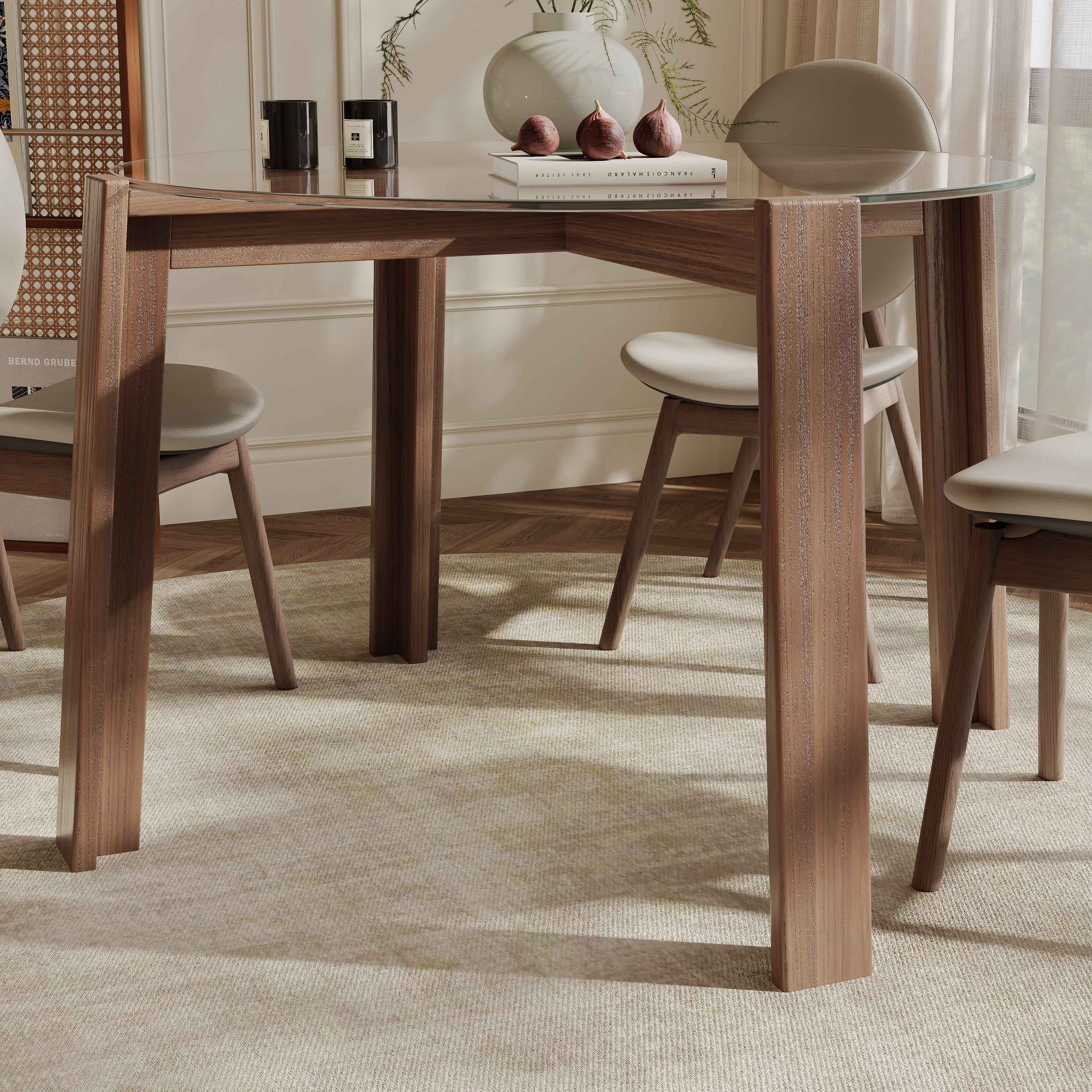 Partial Assembly Required Transparent & Walnut Wood & Glass Dining Tables
