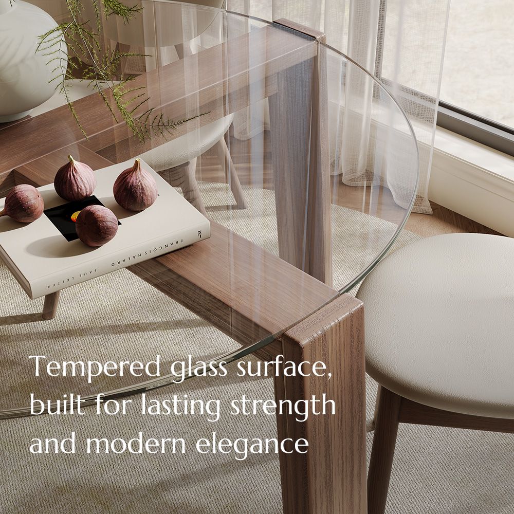 Wood Transparent & Walnut Wood & Glass Dining Tables