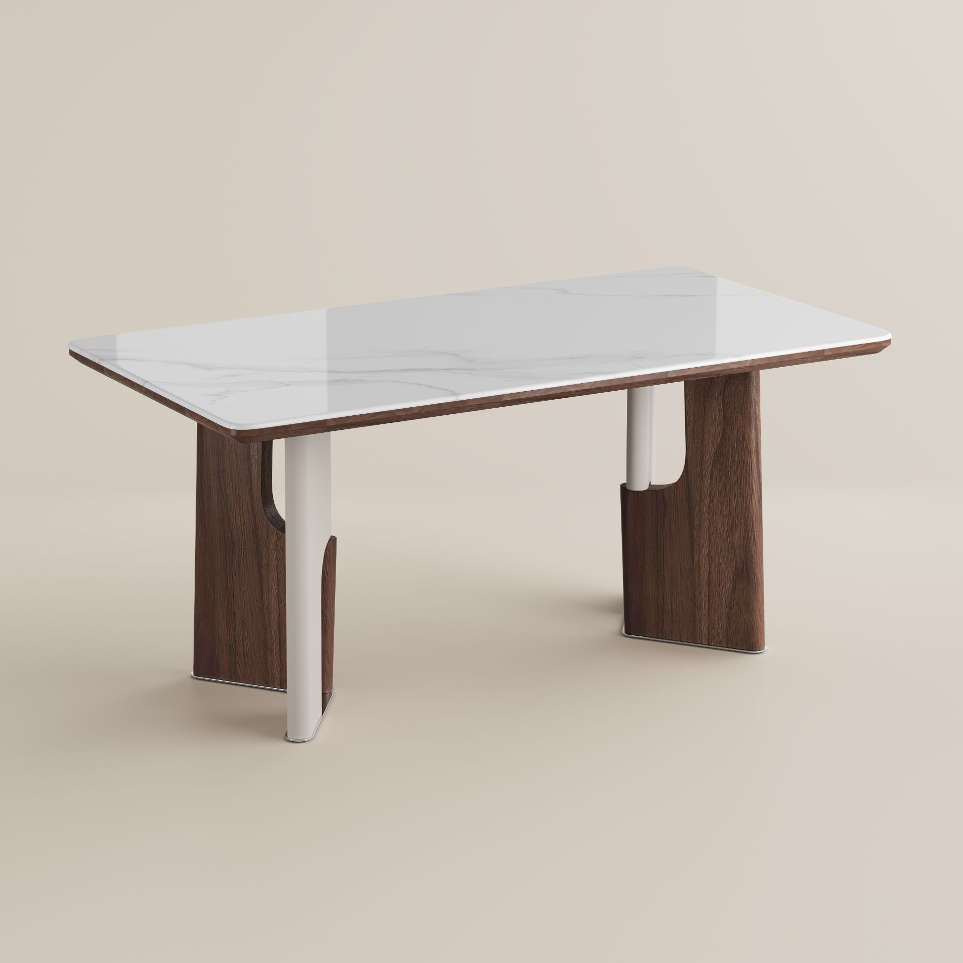 for 6 White & Walnut mdf&stainless steel Dining Tables