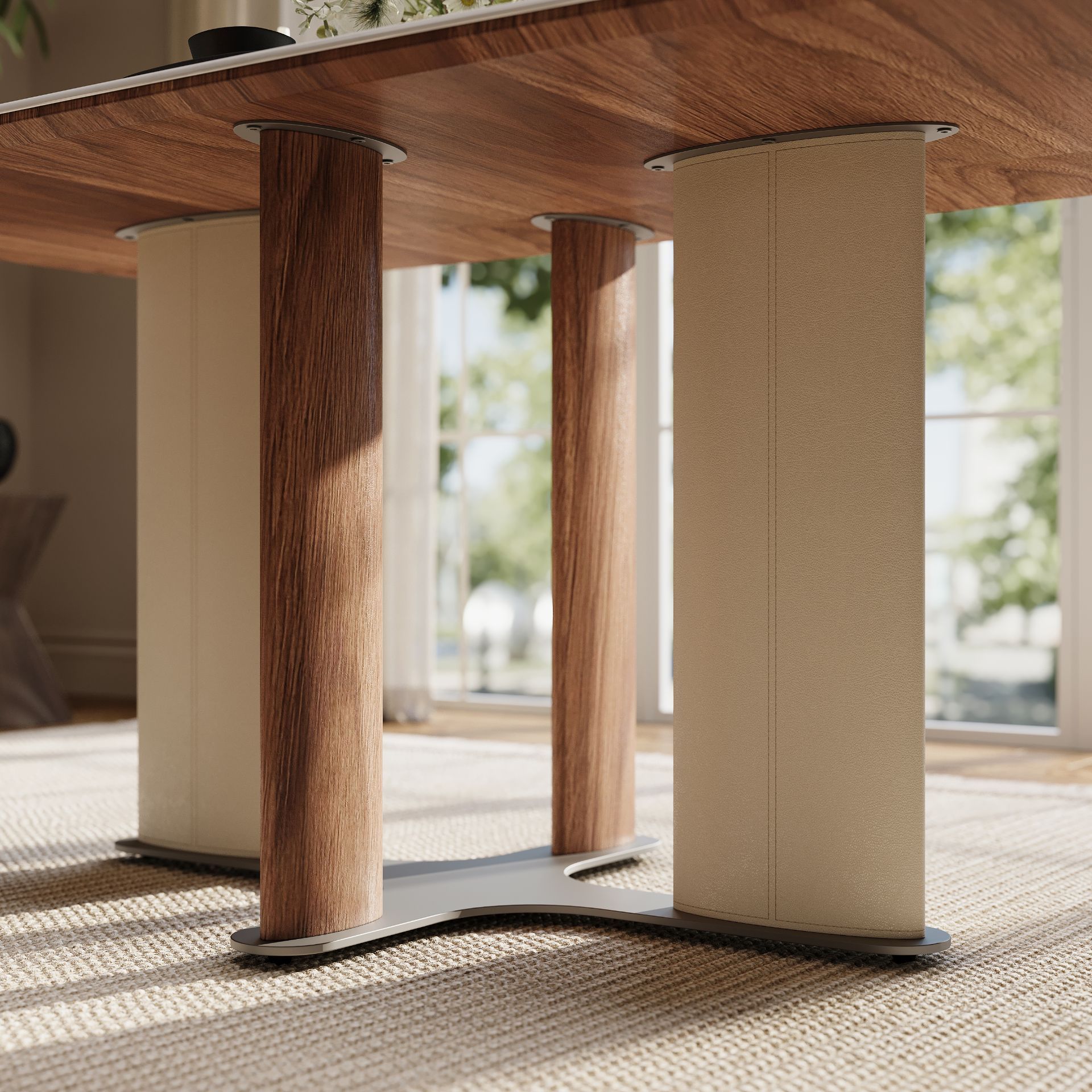 for 4 White & Walnut MDF & Carbon Steel Dining Tables