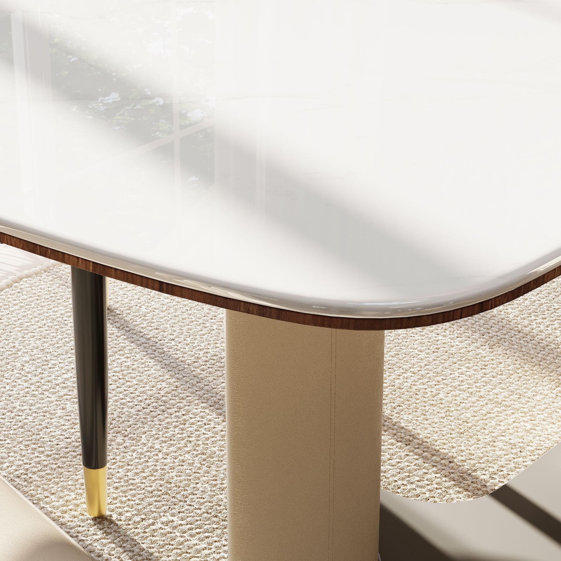 for 4 White & Walnut MDF & Carbon Steel Dining Tables