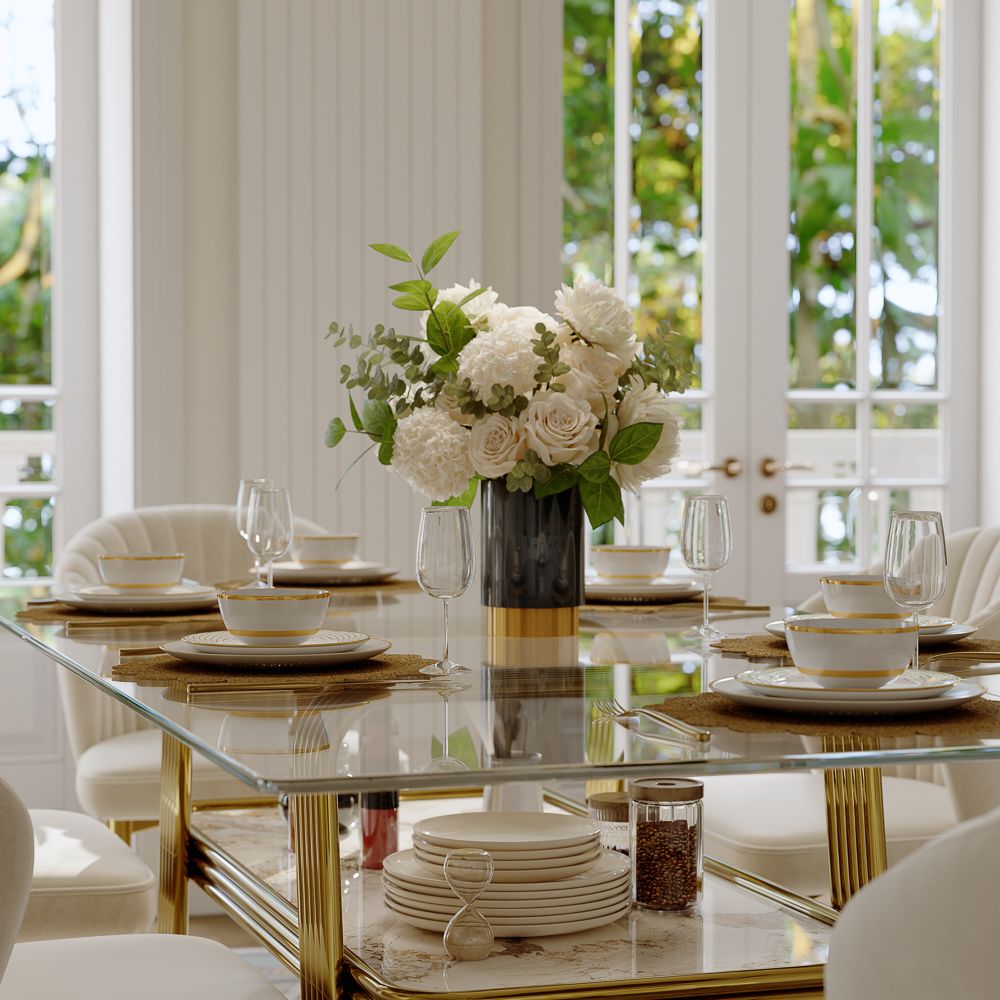 Kitchen Clear Tempered Glass Dining Tables