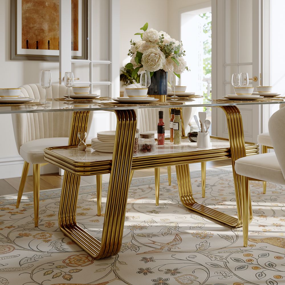Seats 6 Clear Tempered Glass Dining Tables