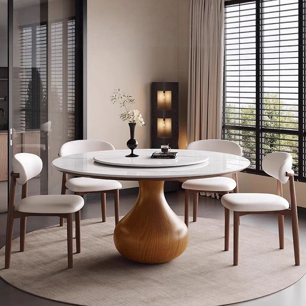 Sintered Stone White & Walnut Sintered Stone & Plywood Dining Tables