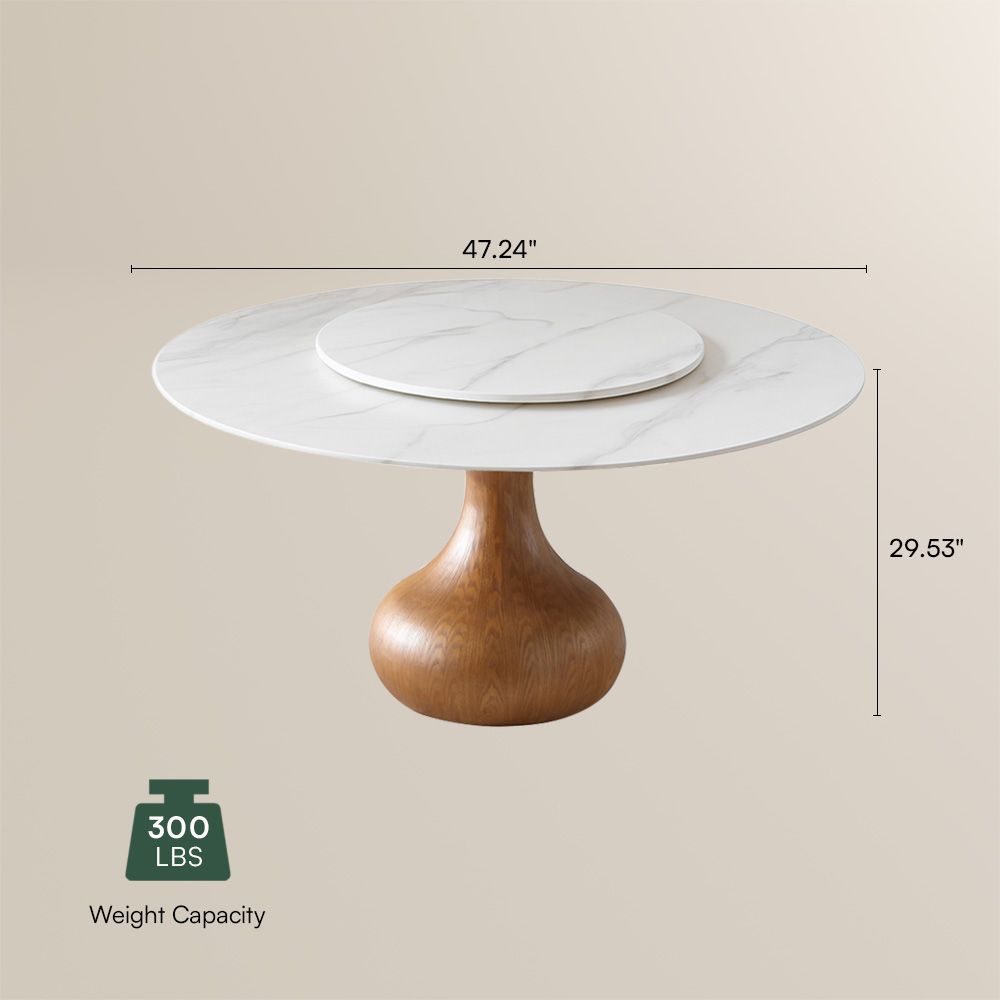 Seats 6 White & Walnut Sintered Stone & Plywood Dining Tables