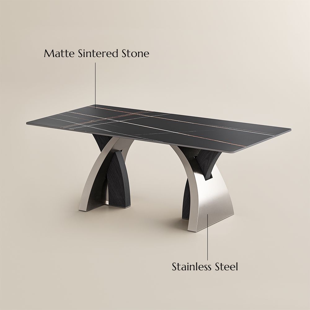 Black Matte Sintered Stone Dining Tables