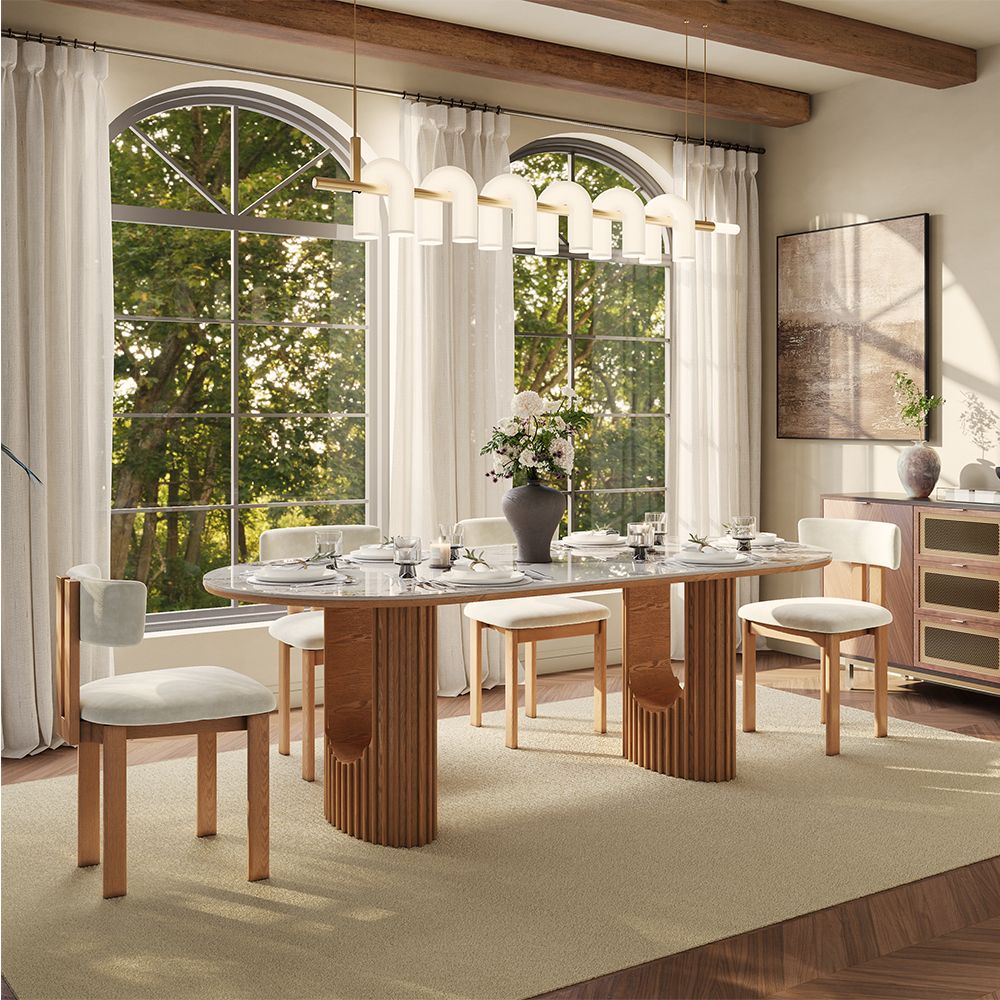 Walnut Color Pandora & Walnut Glossy Sintered Stone Dining Tables