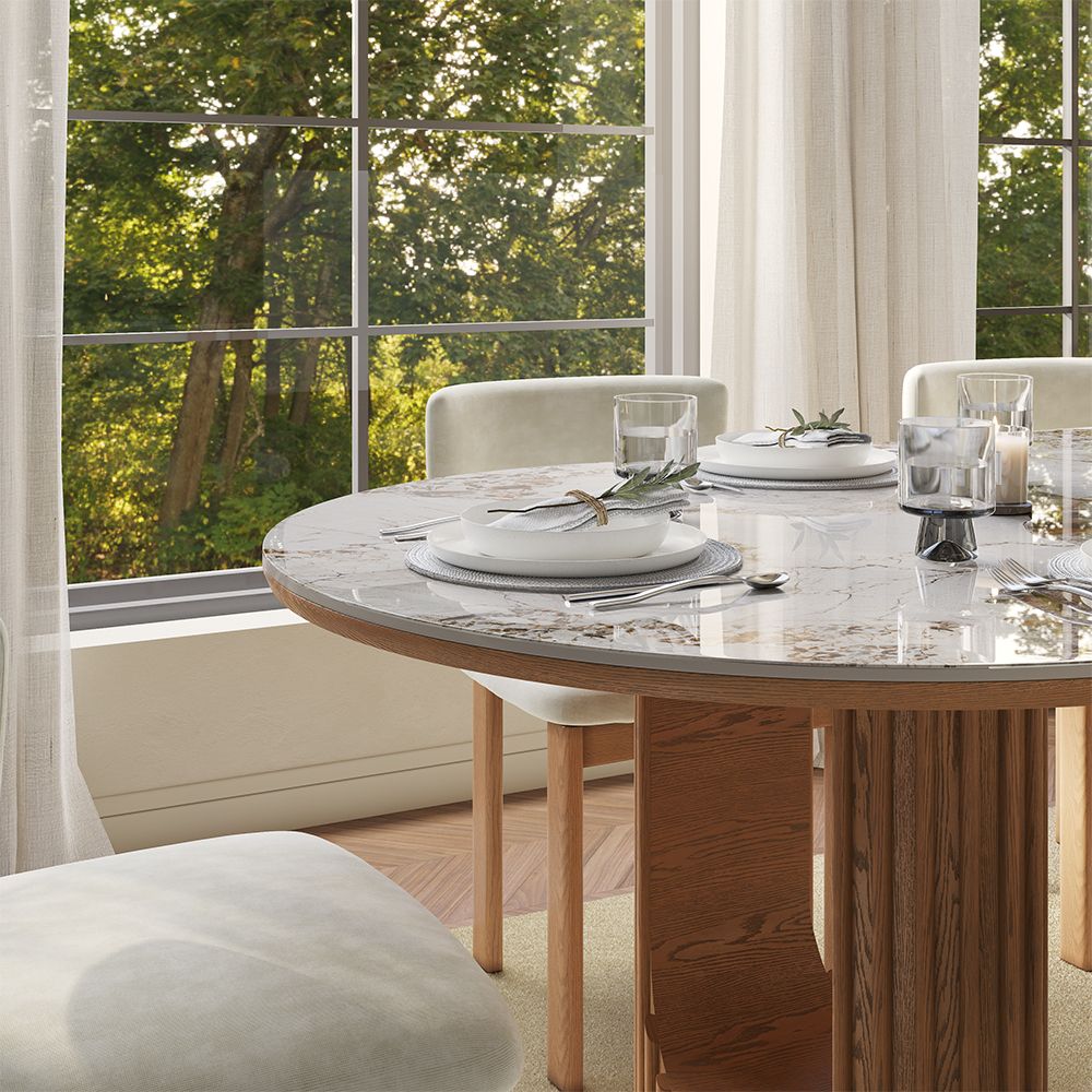 Glossy Sintered Stone Pandora & Walnut Glossy Sintered Stone Dining Tables