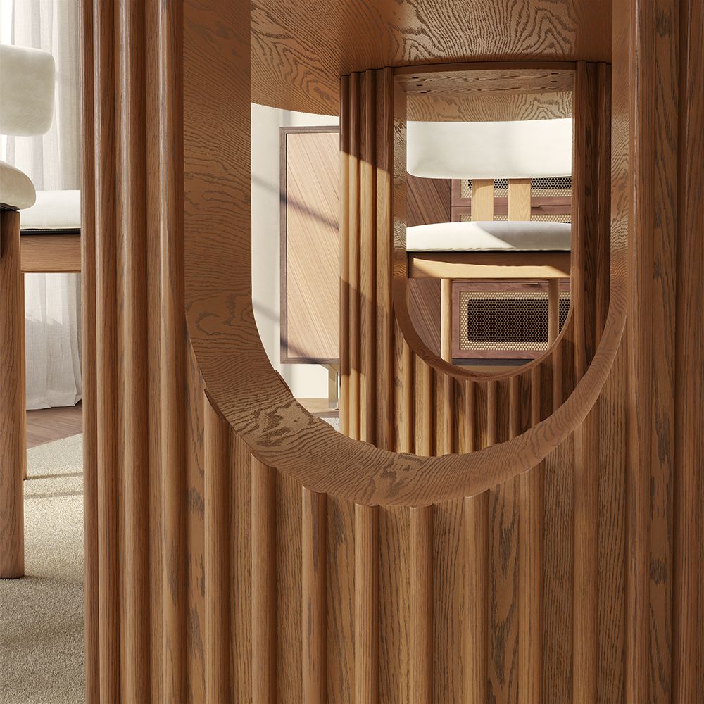 for 6 Pandora & Walnut Glossy Sintered Stone Dining Tables