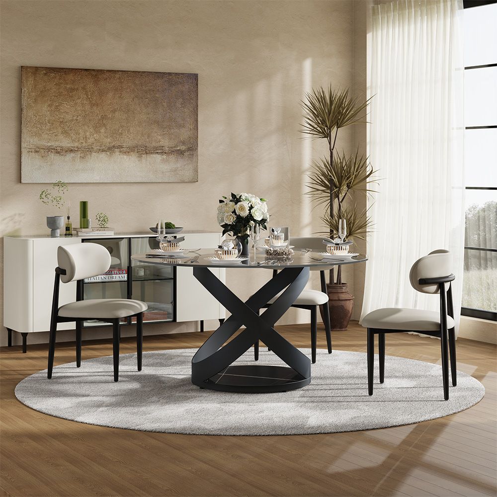 Round Clear Tempered Glass Dining Tables