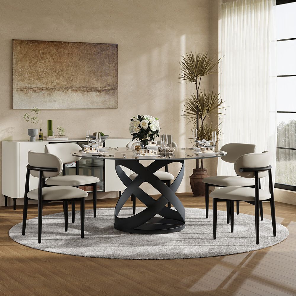 Small Space Clear Tempered Glass Dining Tables