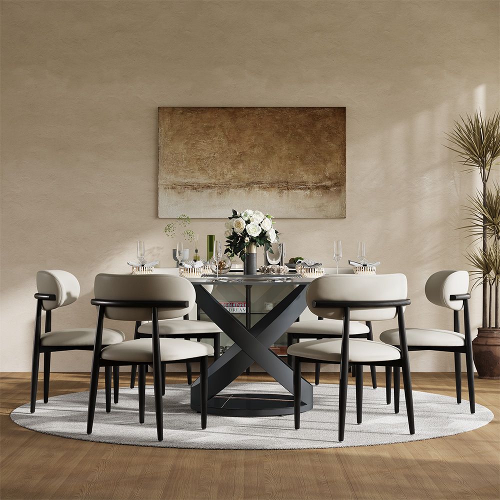 Glass Transparent Glass Tempered Glass Dining Room Set