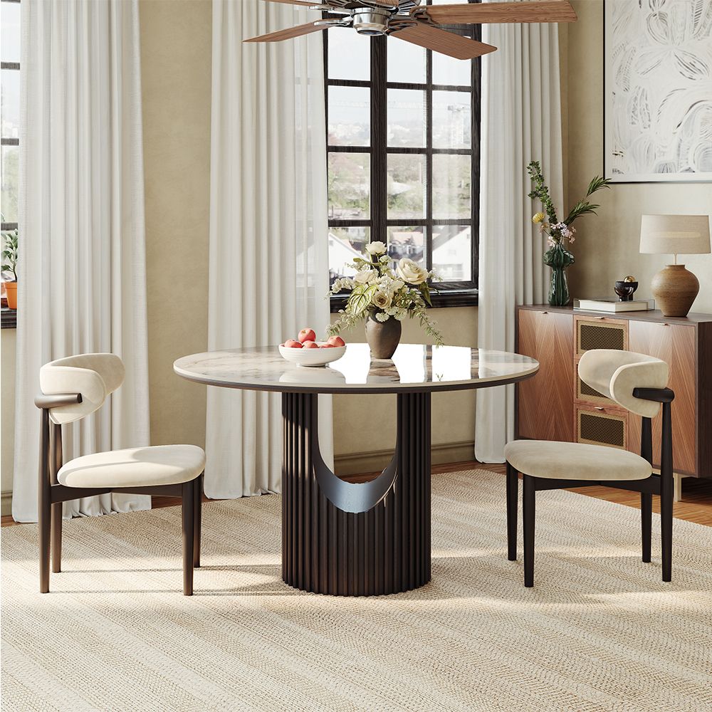 Modern Pandora & Black Glossy Sintered Stone Dining Tables