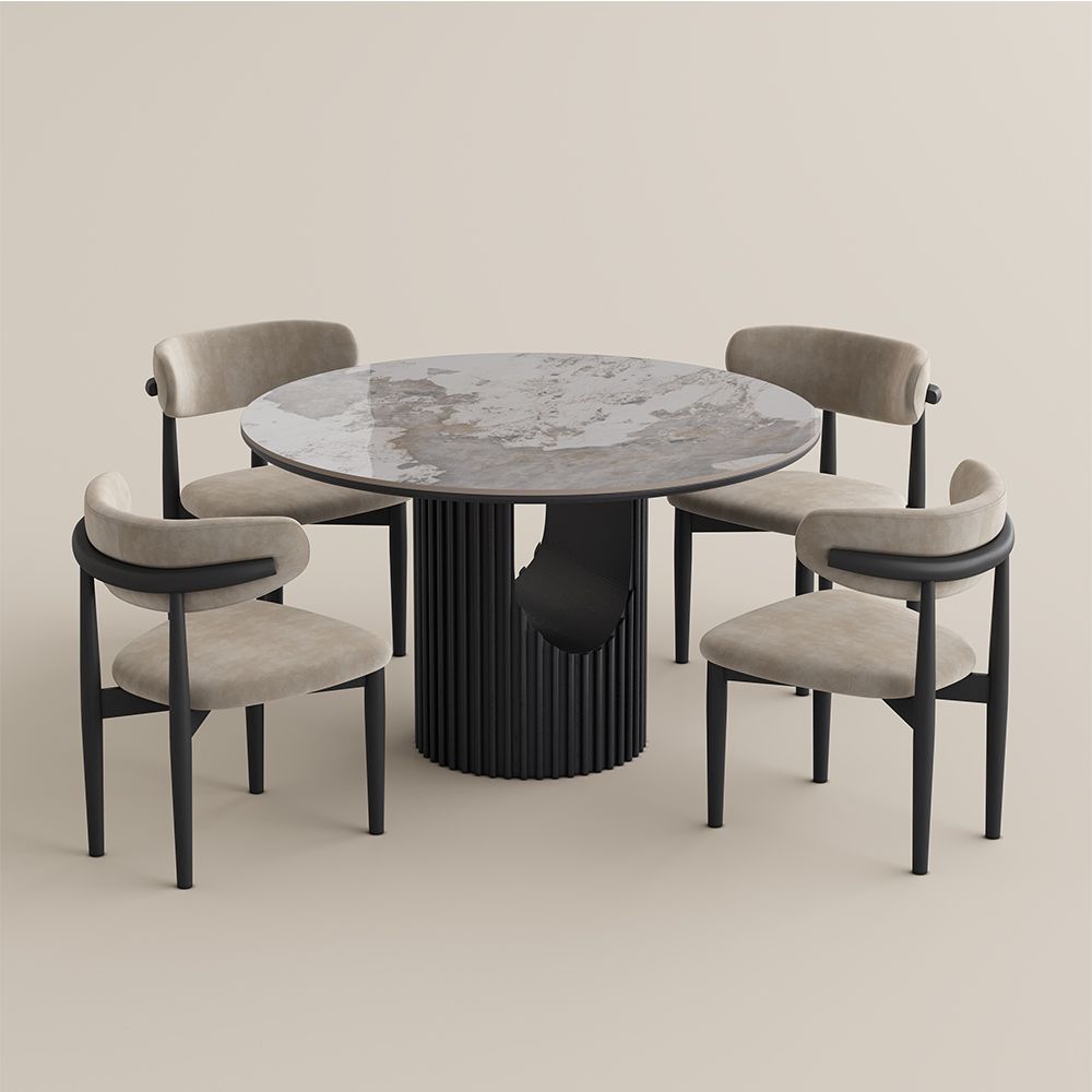 Partial Assembly Required Pandora & Black Glossy Sintered Stone Dining Tables