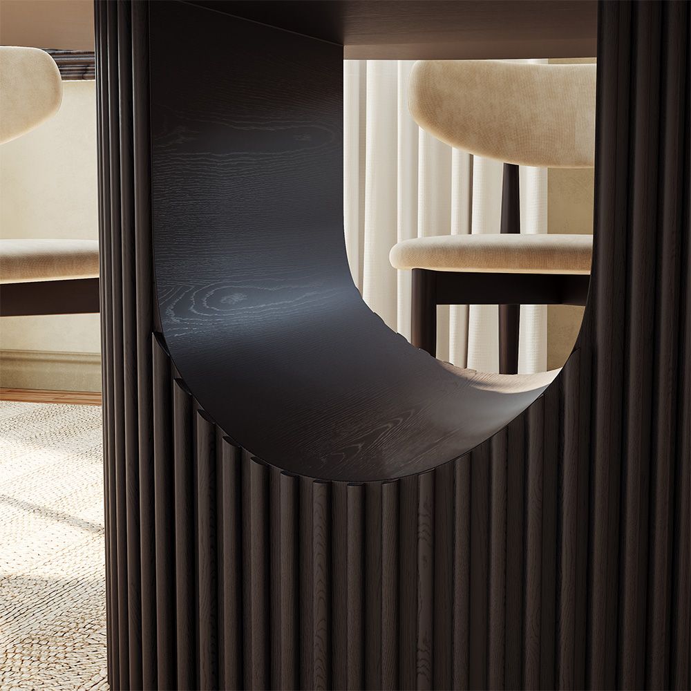 Glossy Sintered Stone White & Black Glossy Sintered Stone Dining Tables