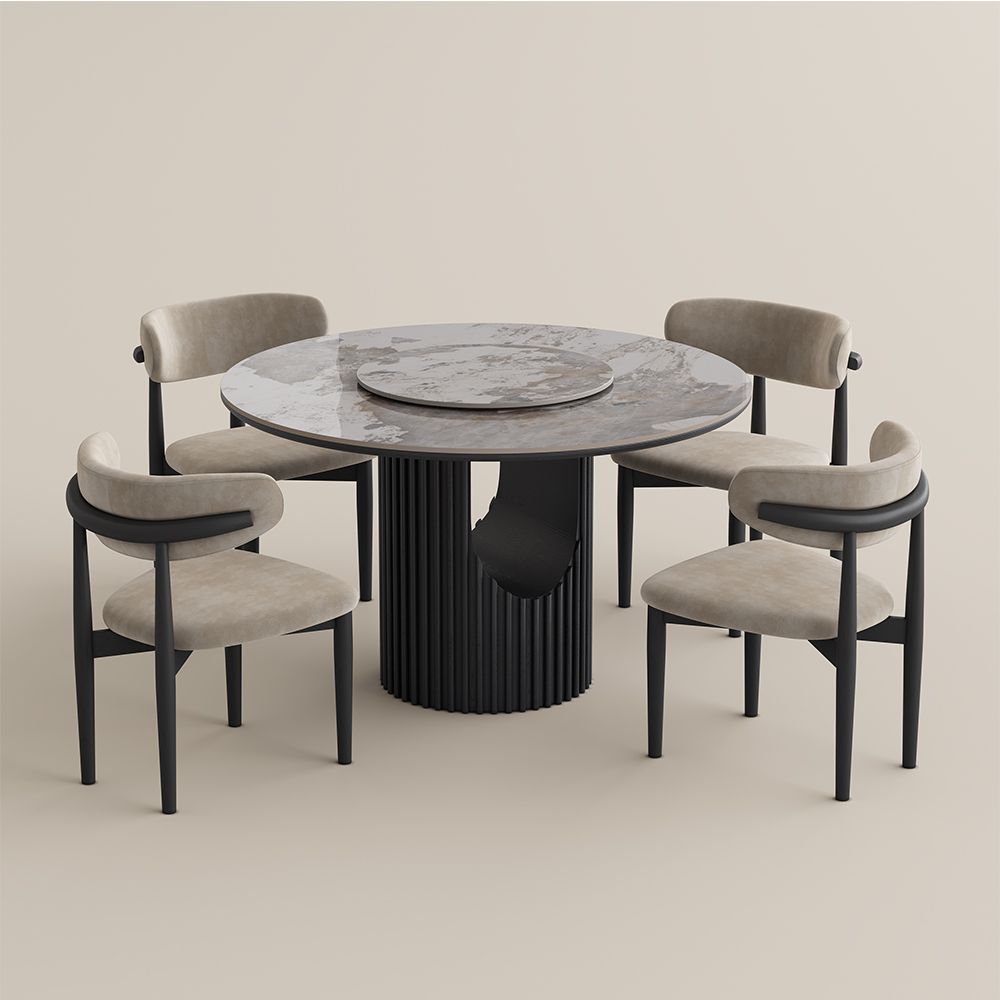 Solid Wood Pandora & Black Glossy Sintered Stone Dining Tables