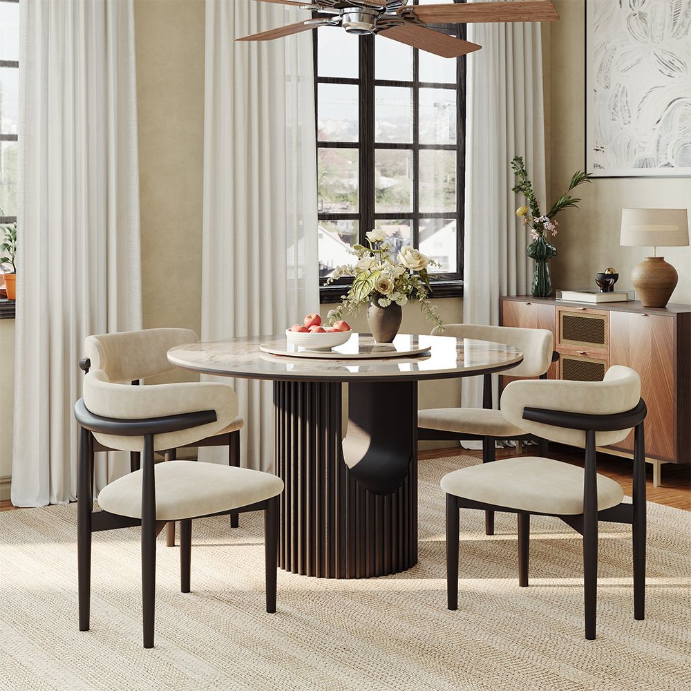 Sintered Stone Pandora & Black Glossy Sintered Stone Dining Tables