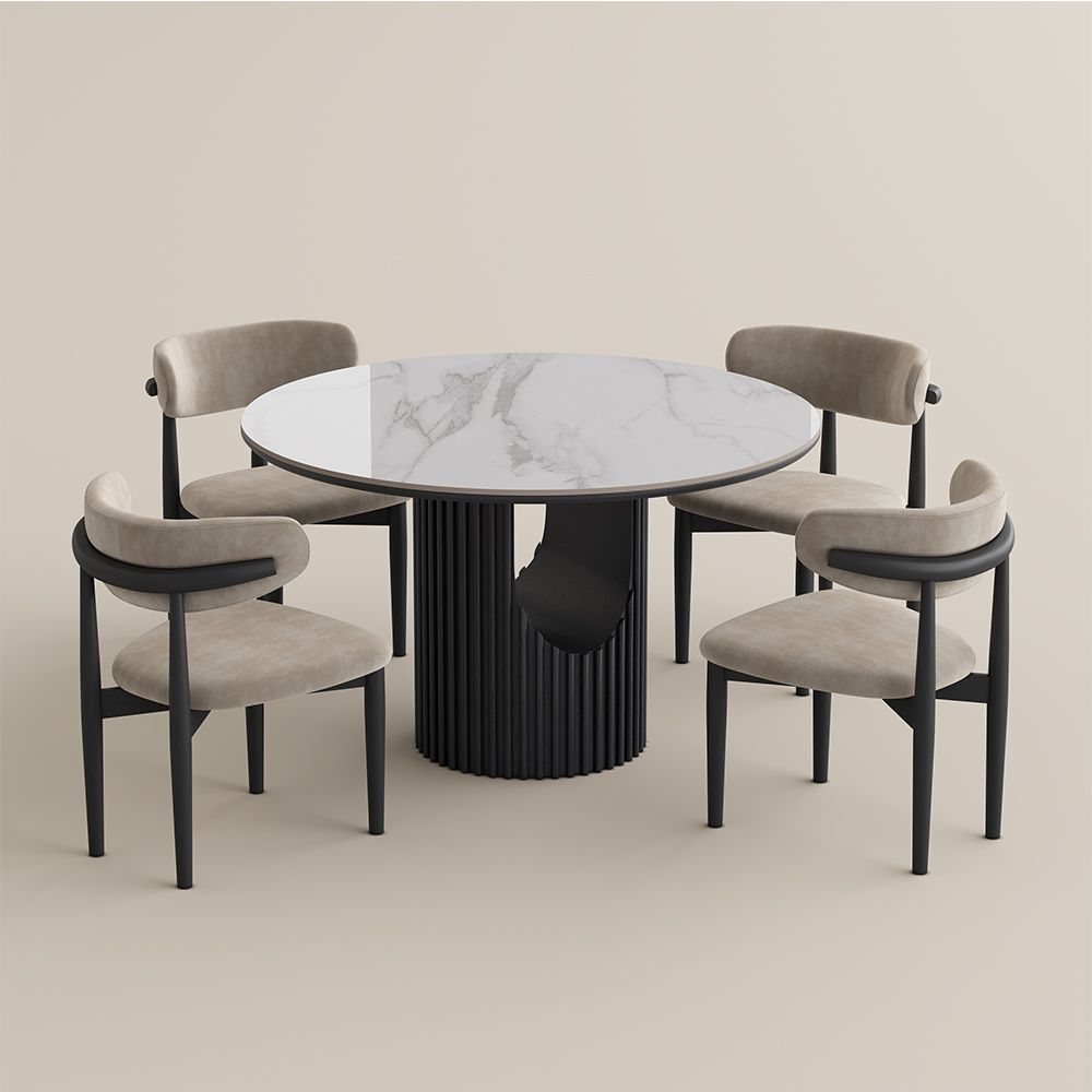 Sintered Stone White & Black Glossy Sintered Stone Dining Tables