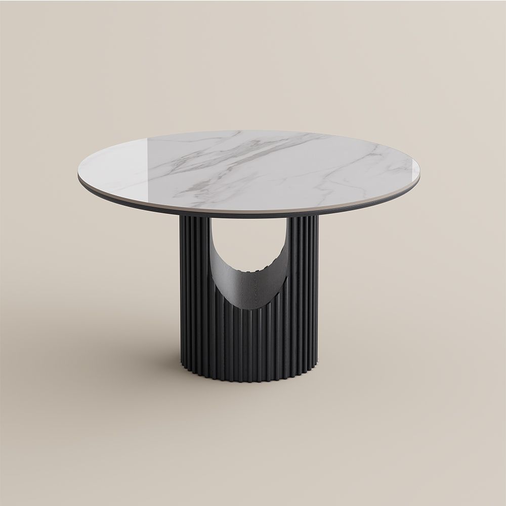 Solid Wood White Glossy Sintered Stone Dining Tables