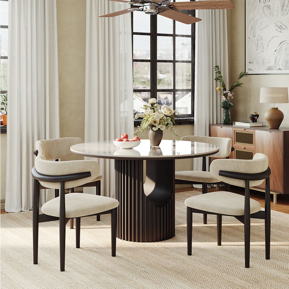 Black White & Black Glossy Sintered Stone Dining Tables