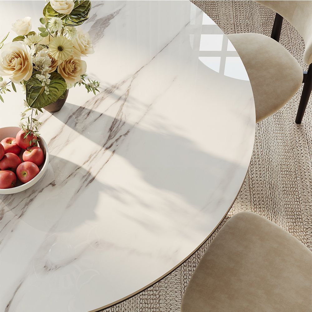 Black White & Black Glossy Sintered Stone Dining Tables