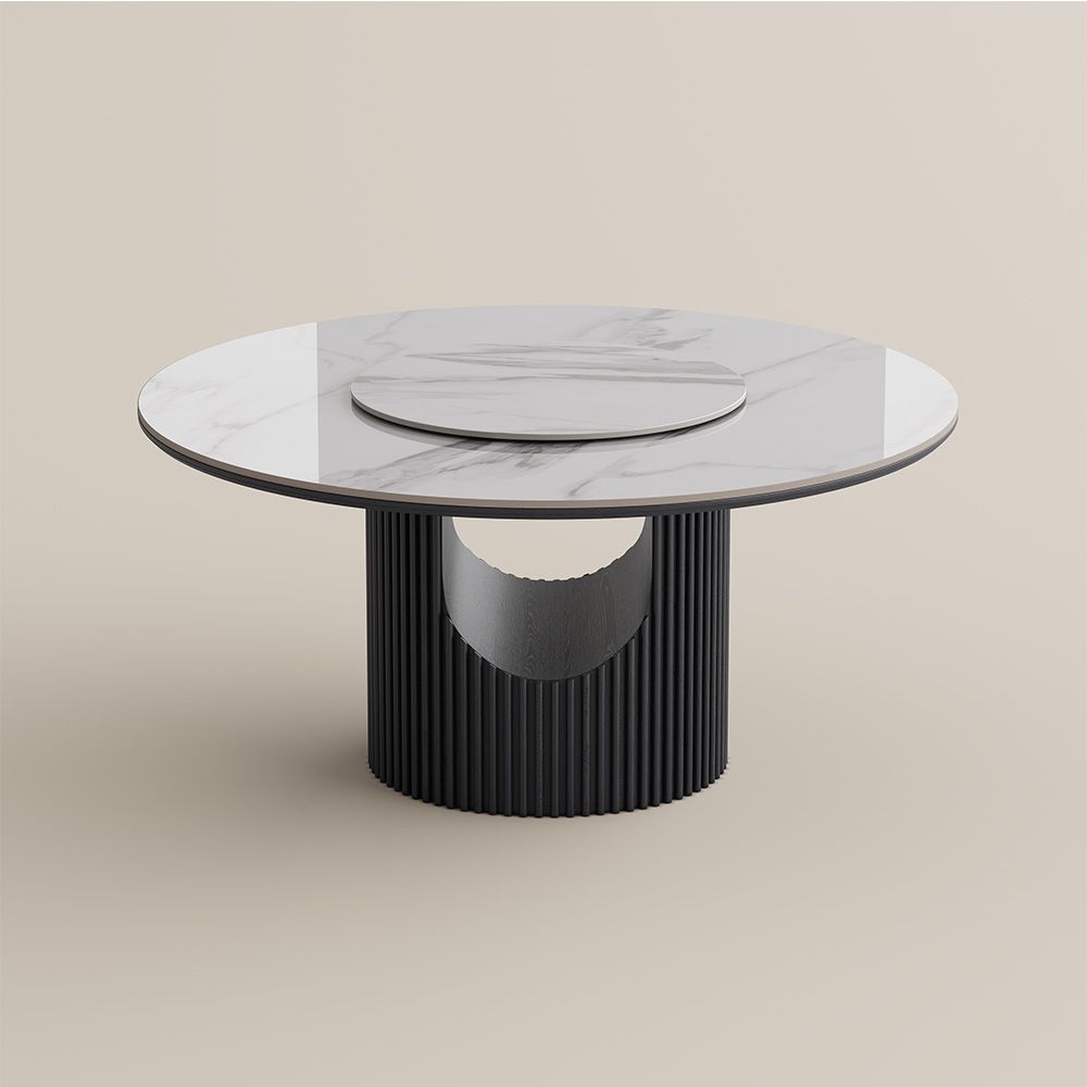 for 4 White & Black Glossy Sintered Stone Dining Tables