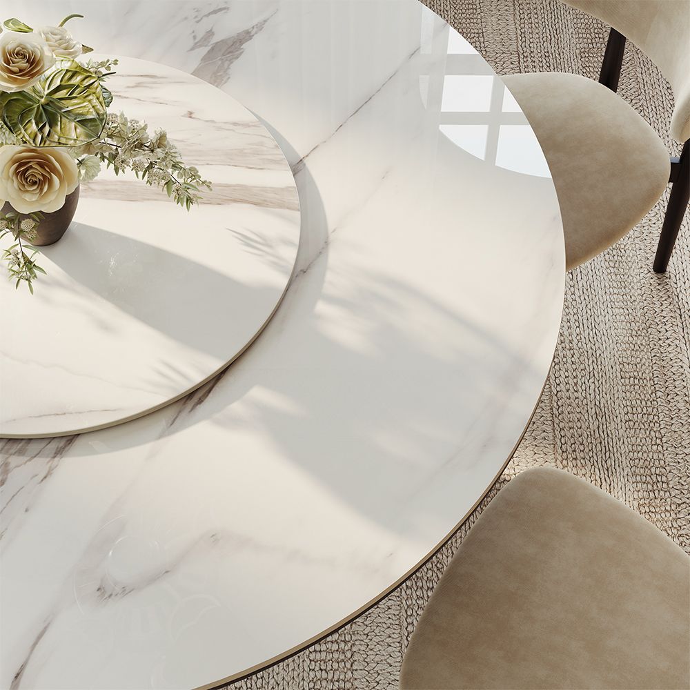 White White & Black Glossy Sintered Stone Dining Tables