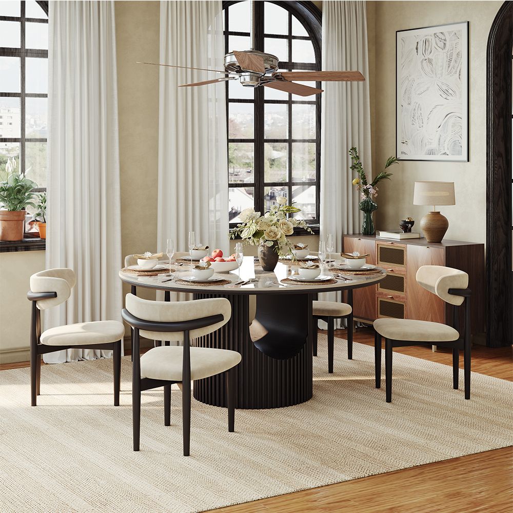 Partial Assembly Required Pandora & Black Glossy Sintered Stone Dining Tables