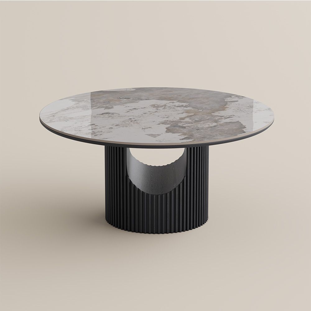 Solid Wood Pandora & Black Glossy Sintered Stone Dining Tables