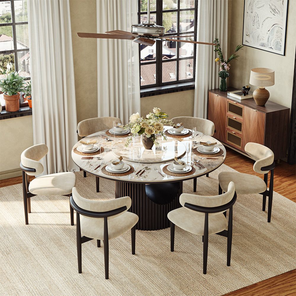 Solid Wood Pandora & Black Glossy Sintered Stone Dining Tables