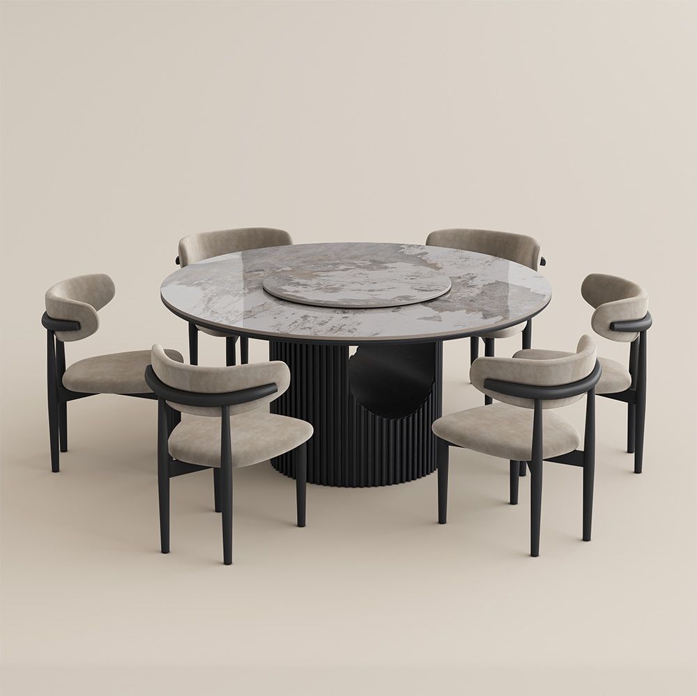 Solid Wood Pandora & Black Glossy Sintered Stone Dining Tables