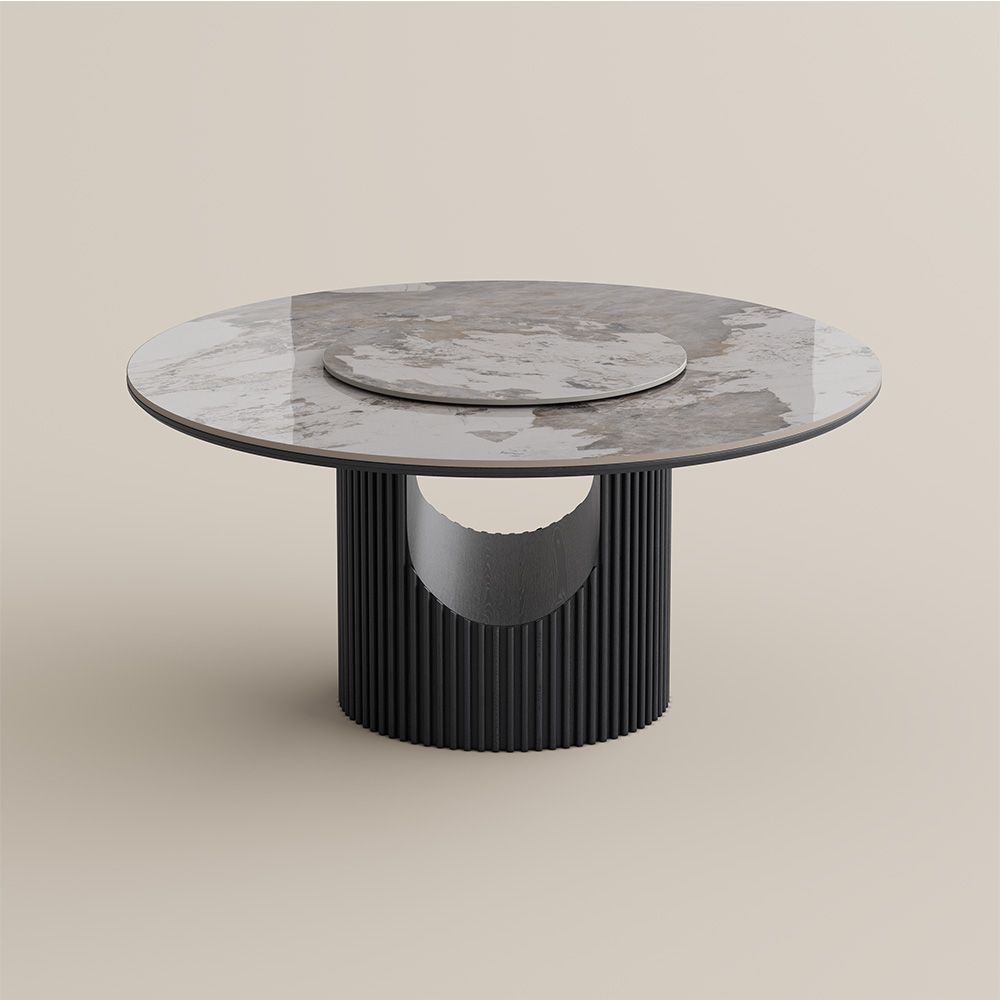 for 6 Pandora & Black Glossy Sintered Stone Dining Tables
